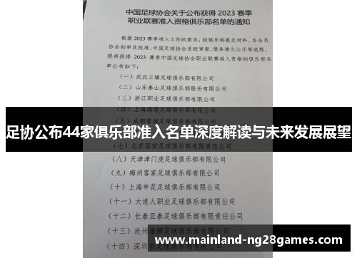 足协公布44家俱乐部准入名单深度解读与未来发展展望 足协公布44家俱乐部准入名单深度解读与未来发展展望