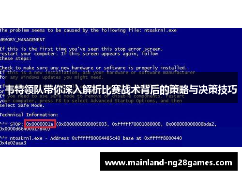 韦特领队带你深入解析比赛战术背后的策略与决策技巧
