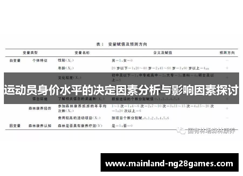 运动员身价水平的决定因素分析与影响因素探讨